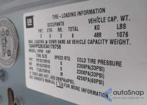 2003 Buick Lesabre Custom from USA, damaged, VIN 1G4HP52KX34178758